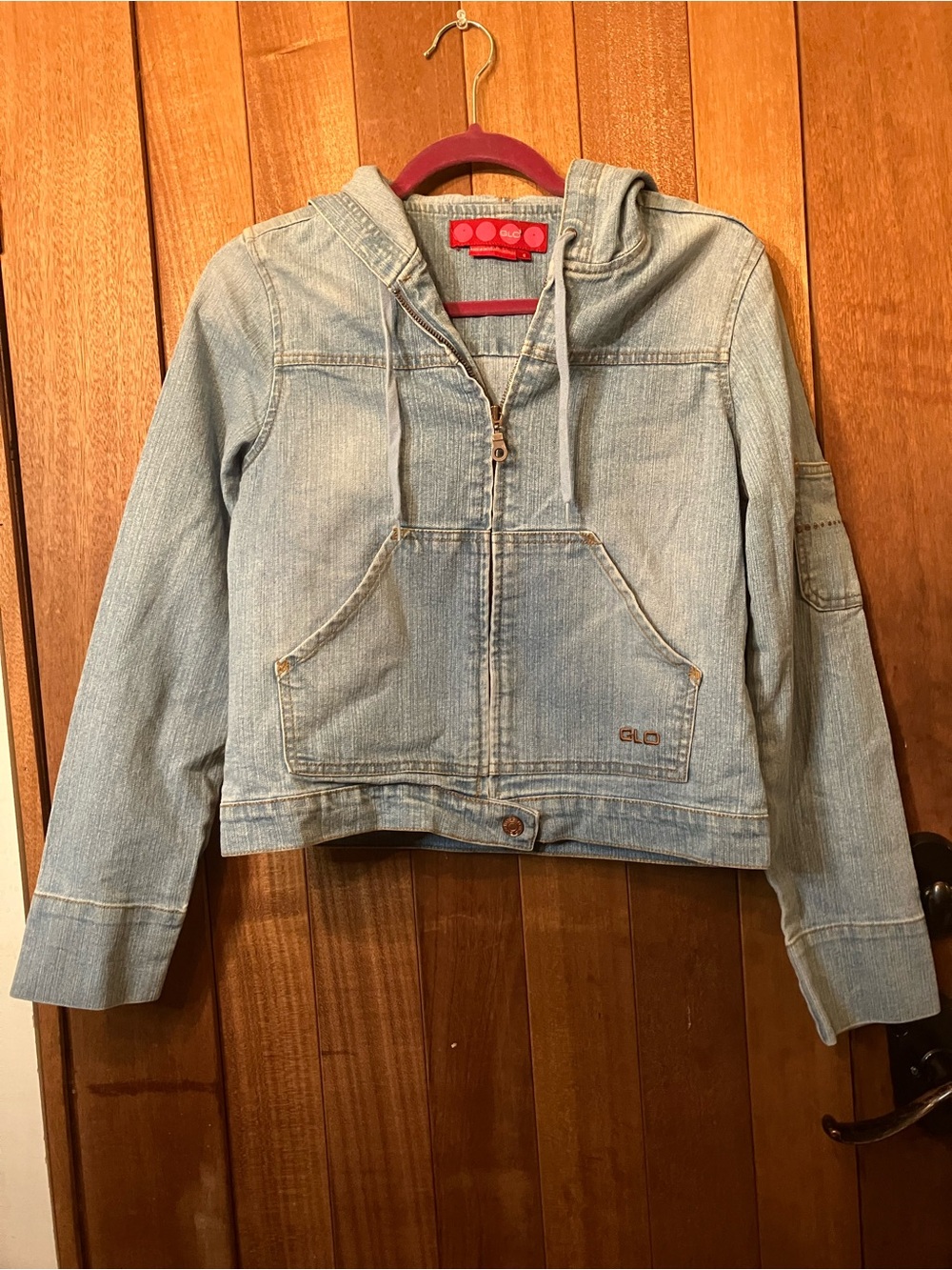 GLO jeans Light Blue Denim Hooded Zip Jacket - Picture 2 of 7